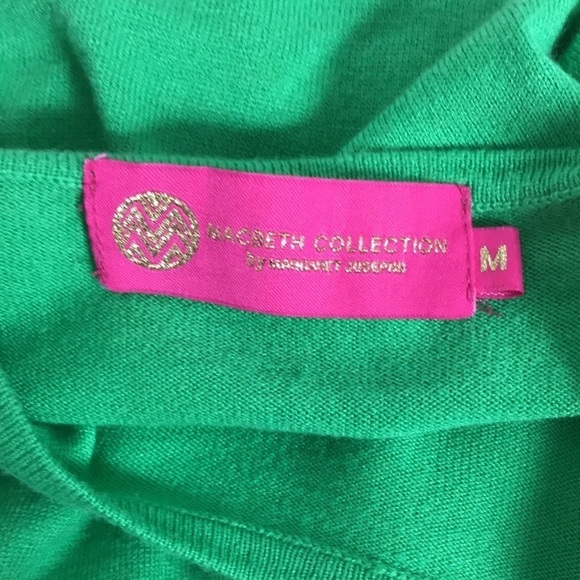 MACBETH COLLECTION Green Cold Shoulder Sweater Size Medium - Picture 8 of 11